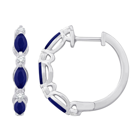 This Earring is available in 14K White Gold. There are a total of 14 stones. There are Rounds with a total carat weight of 0.14 set in a Prong Set setting.