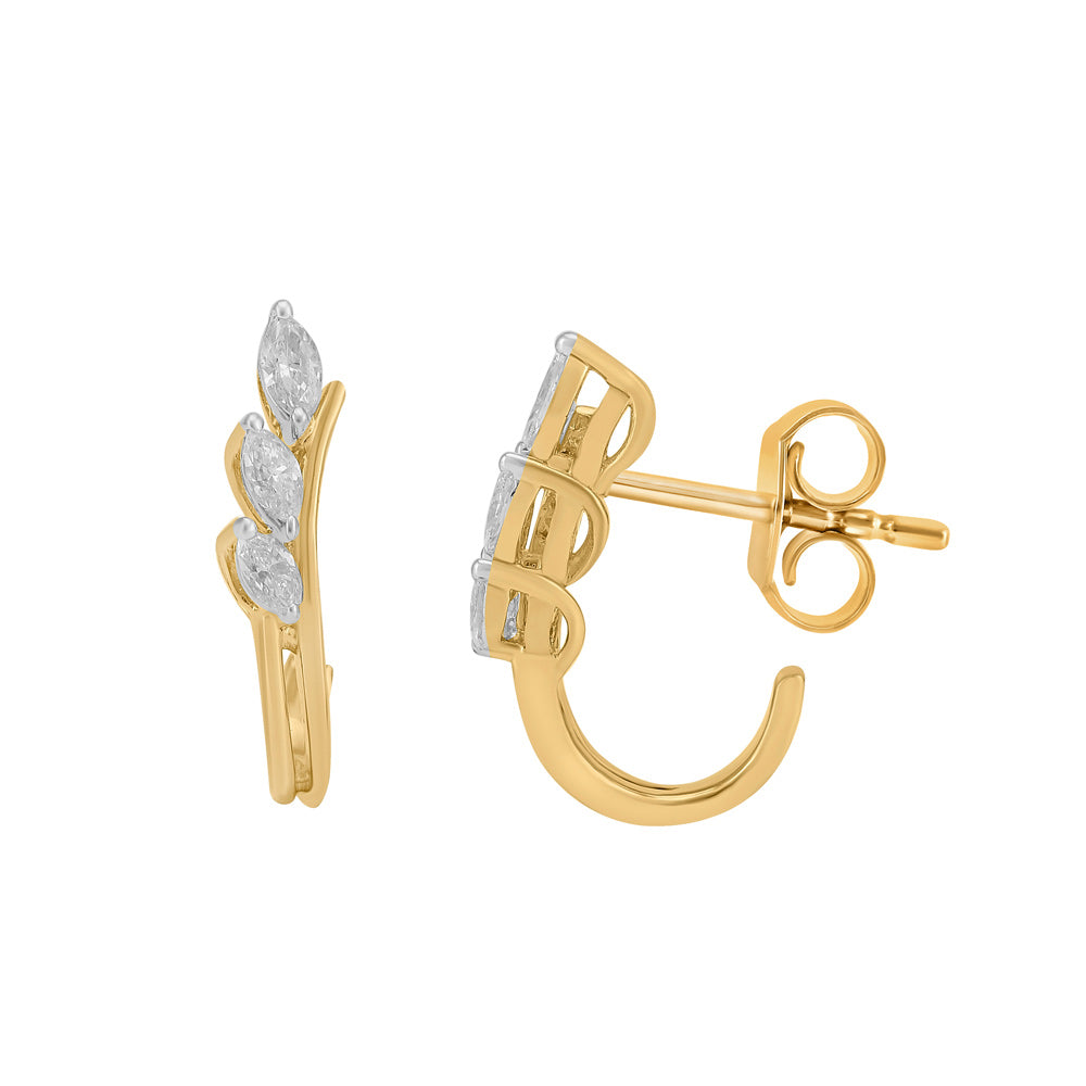 This Earring is available in 14K Yellow Gold. There are a total of 6 stones. There are Marquise with a total carat weight of 0.23 set in a  setting.