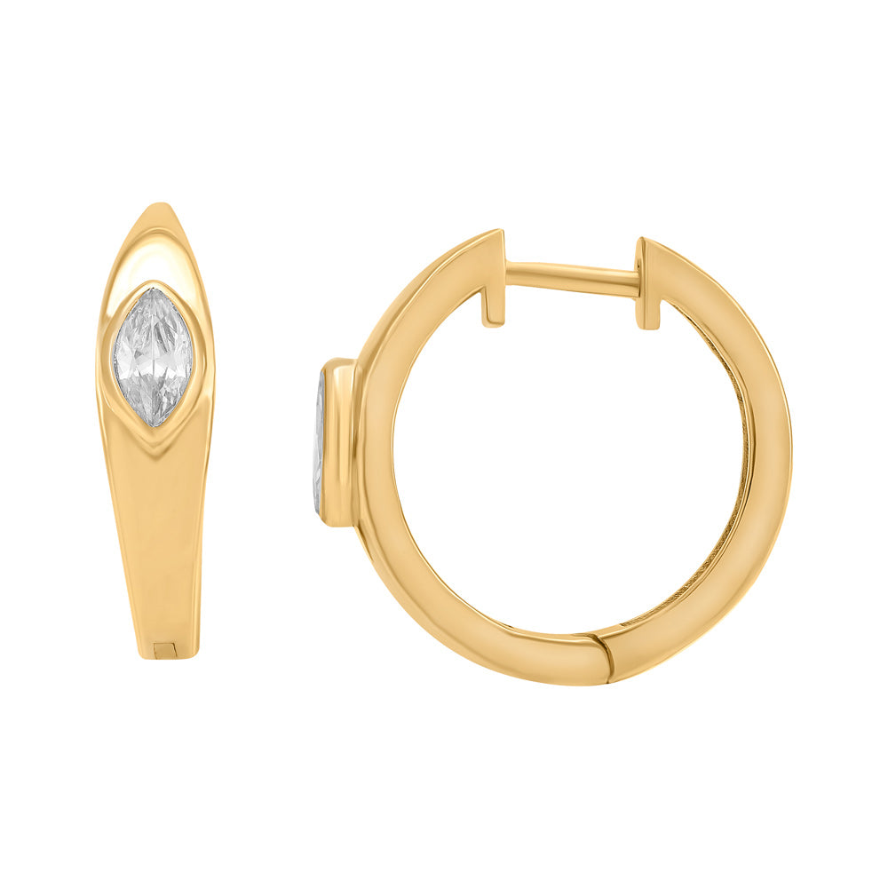 This Earring is available in 14K Yellow Gold. There are a total of 2 stones. There are Marquise with a total carat weight of 0.32 set in a  setting.