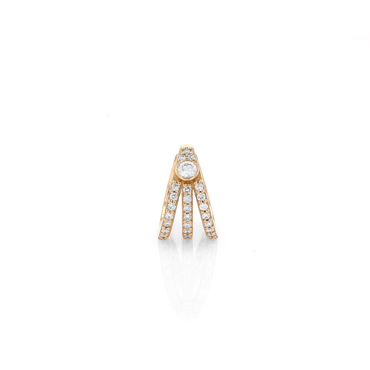 14k Diamond 3 Ray with Diamond Bezel Ear Cuff
