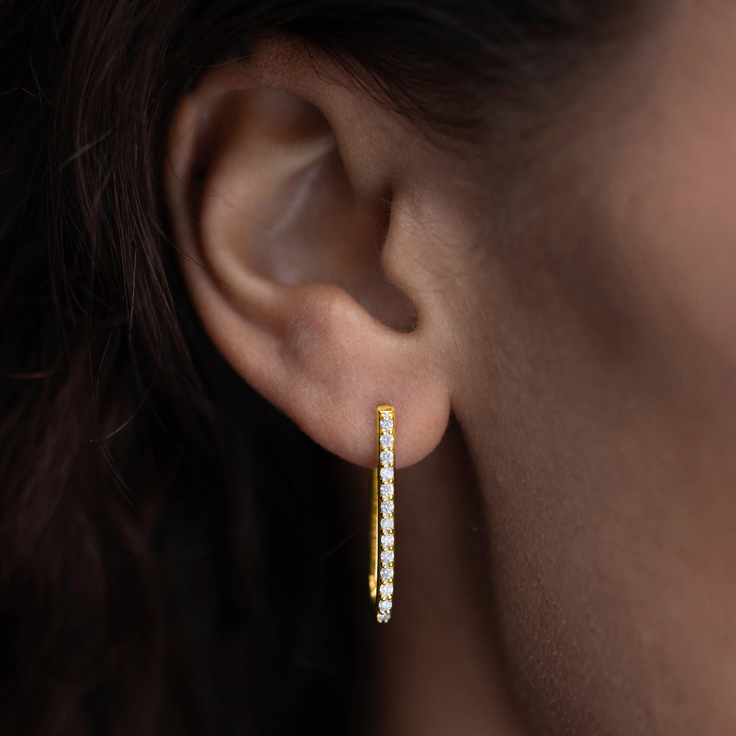 14k Diamond Paperclip Earrings