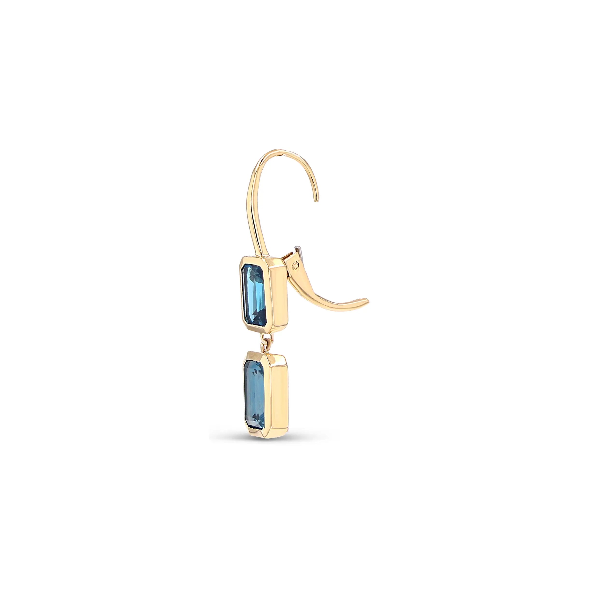 14k London Blue Topaz Two Stone Drop Earrings