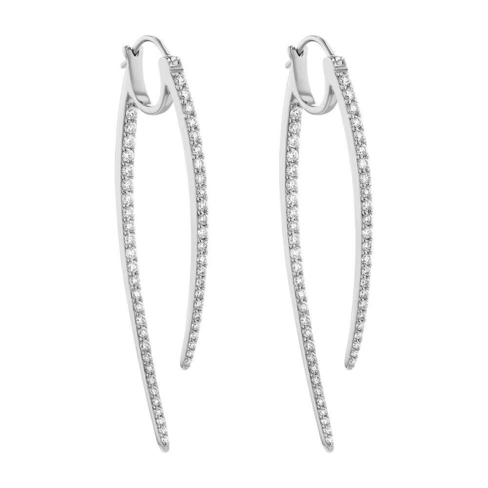 14K White Gold 1.50 carat Diamonds Inside-Out Shark Tooth Hoop Earrings