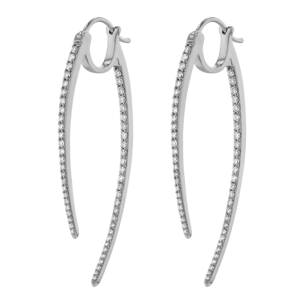 14K White Gold 1.0 carat Diamonds Inside-Out Shark Tooth Hoop Earrings
