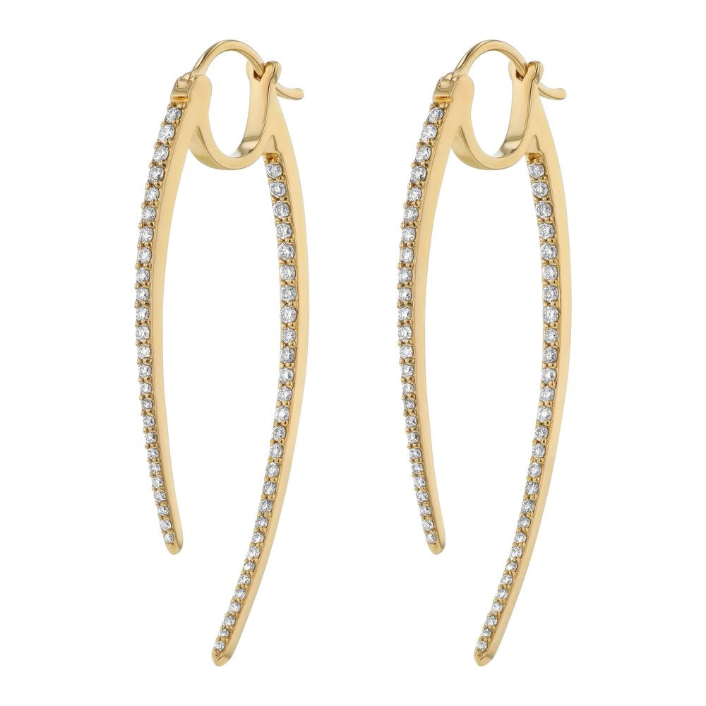 14K Yellow Gold 1.0 carat Diamonds Inside-Out Shark Tooth Hoop Earrings
