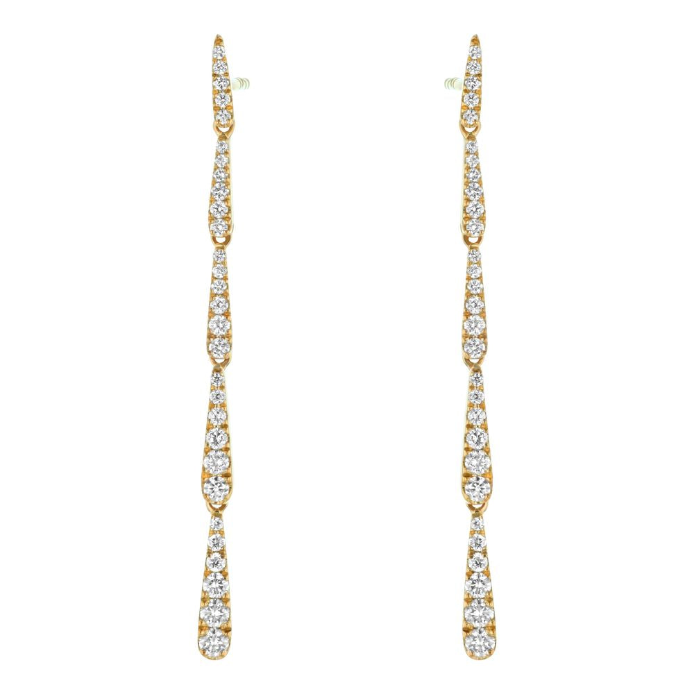 14K Yellow Gold 0.55 carats Diamonds Graduated Dangling Sections Drop Earrings