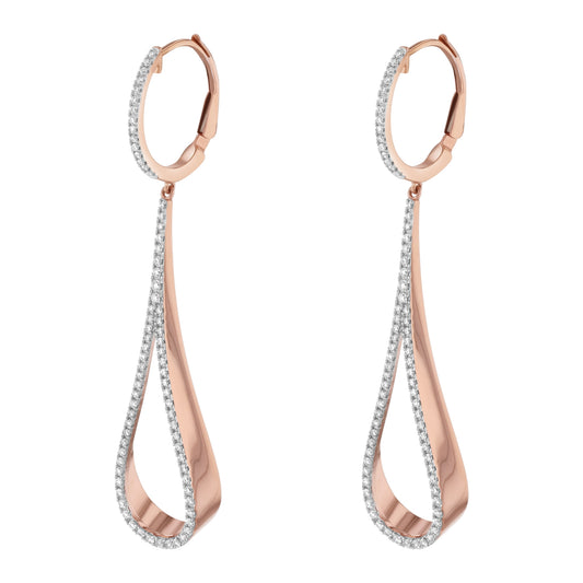 14K Rose Gold 0.75 carats Diamonds Dangle Tear Drop Earrings