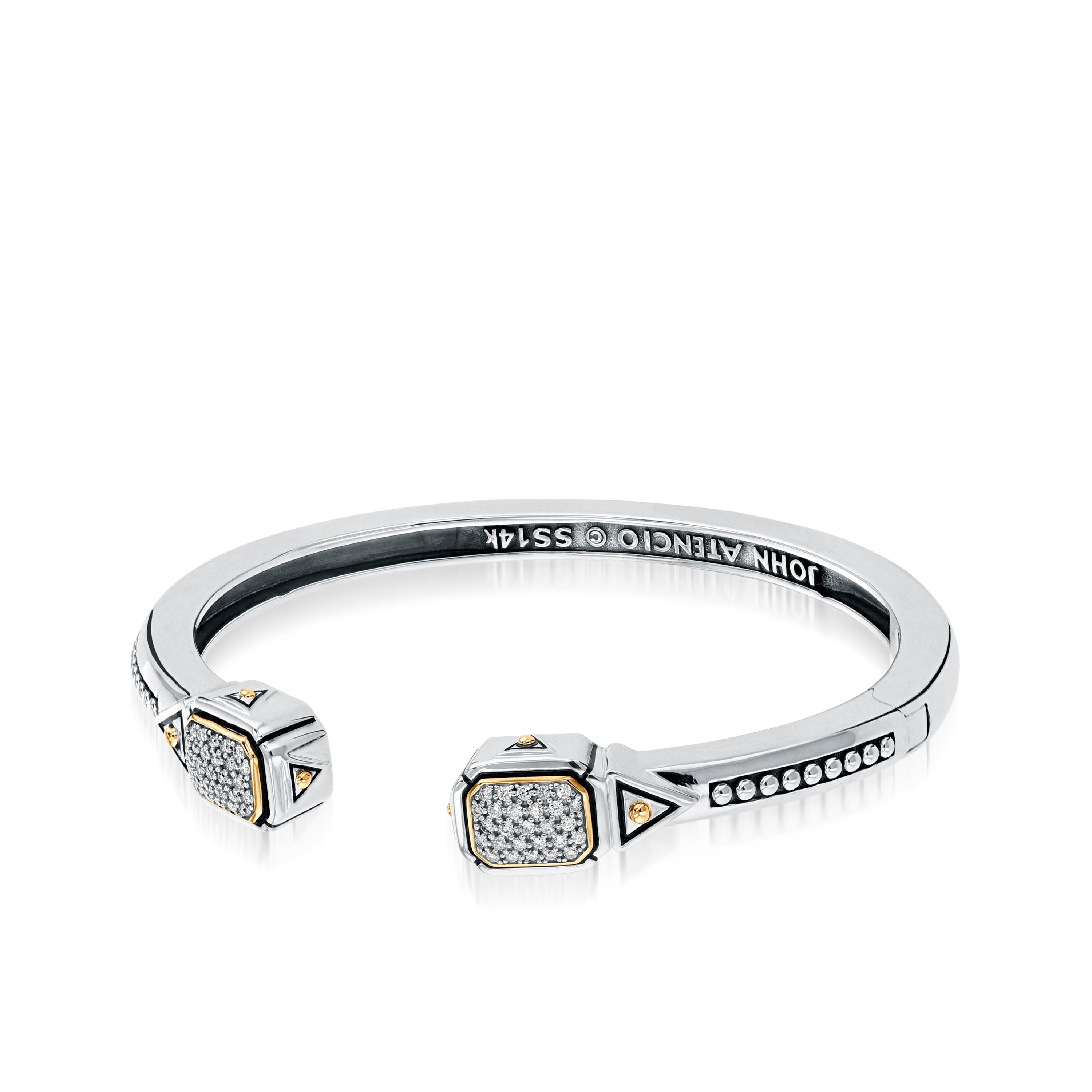 Sahara Pave Diamond Narrow Hinged Cuff Bracelet