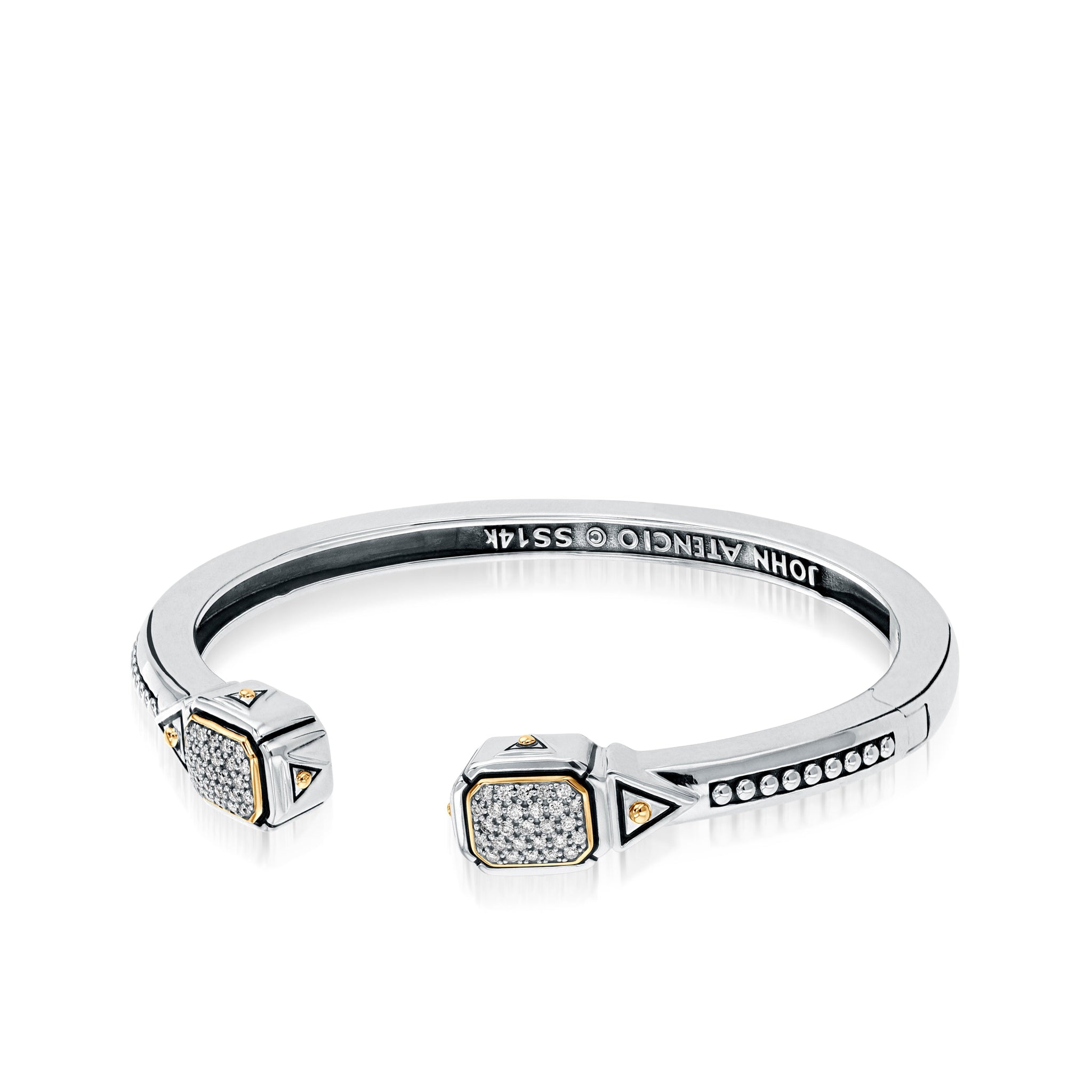 Sahara Pave Diamond Narrow Hinged Cuff Bracelet
