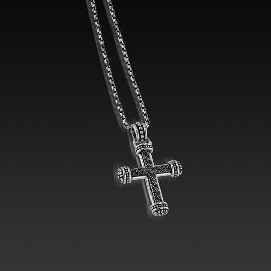 Matrix Black Pave Diamond Cross Pendant Necklace