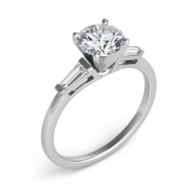 This Engagement Ring  is available in 14K White Gold. There are a total of 2 stones. There are Tapered Baguettes with a total carat weight of 0.2 set in a Channel Set setting.