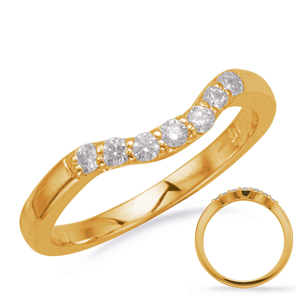 This Band is available in 14K Yellow Gold. There are a total of 7 stones. There are Round with a total carat weight of 0.21 set in a  setting.