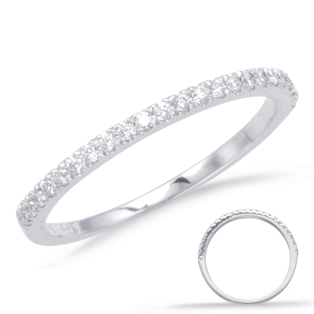 This Band is available in 14K White Gold. There are a total of 23 stones. There are Round with a total carat weight of 0.16 set in a  setting.