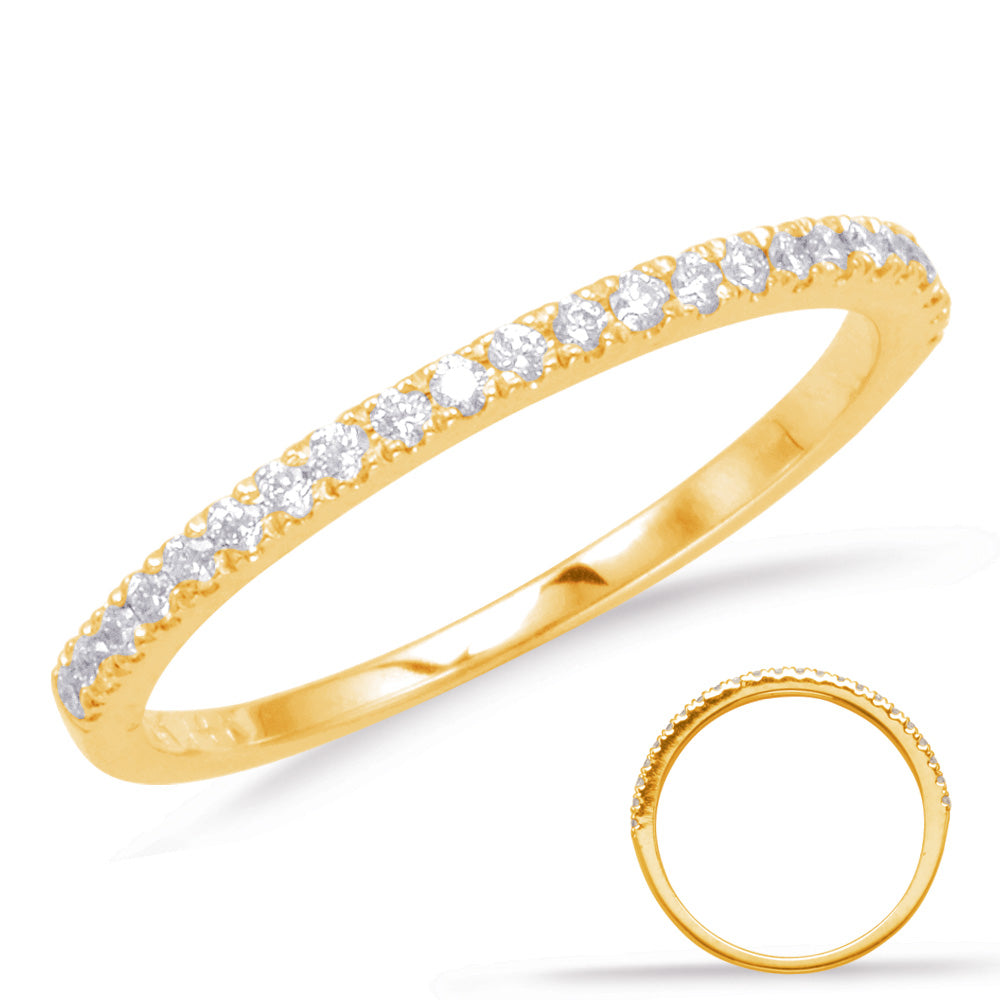 This Band is available in 14K Yellow Gold. There are a total of 23 stones. There are Round with a total carat weight of 0.16 set in a  setting.