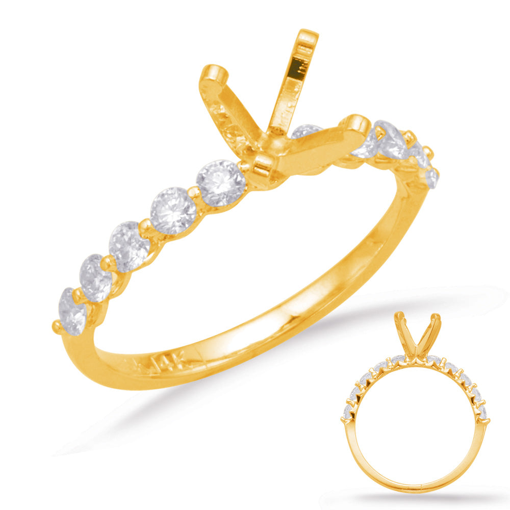 This Engagement Ring  is available in 14K Yellow Gold. There are a total of 10 stones. There are Rounds with a total carat weight of 0.91 set in a  setting.
