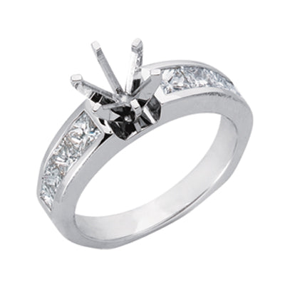 This Engagement Ring  is available in 14K White Gold. There are a total of 8 stones. There are Princess with a total carat weight of 1.2 set in a Channel Set setting.