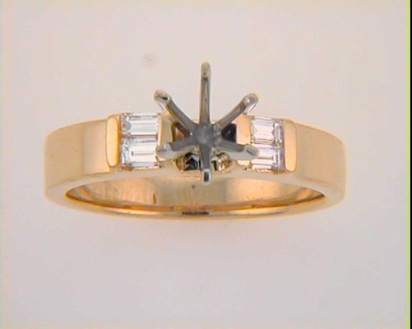 This Engagement Ring  is available in 14K Yellow Gold. There are a total of 4 stones. There are Baguette with a total carat weight of 0.25 set in a Channel Set setting.