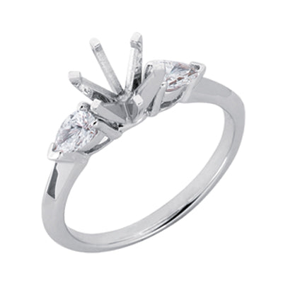 This Engagement Ring  is available in 14K White Gold. There are a total of 2 stones. There are Pear Shape with a total carat weight of 0.4 set in a Prong Set setting.