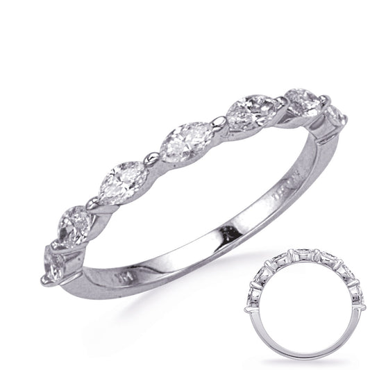 This Band is available in 14K White Gold. There are a total of 7 stones. There are Marquise with a total carat weight of 1.28 set in a Prong Set setting.