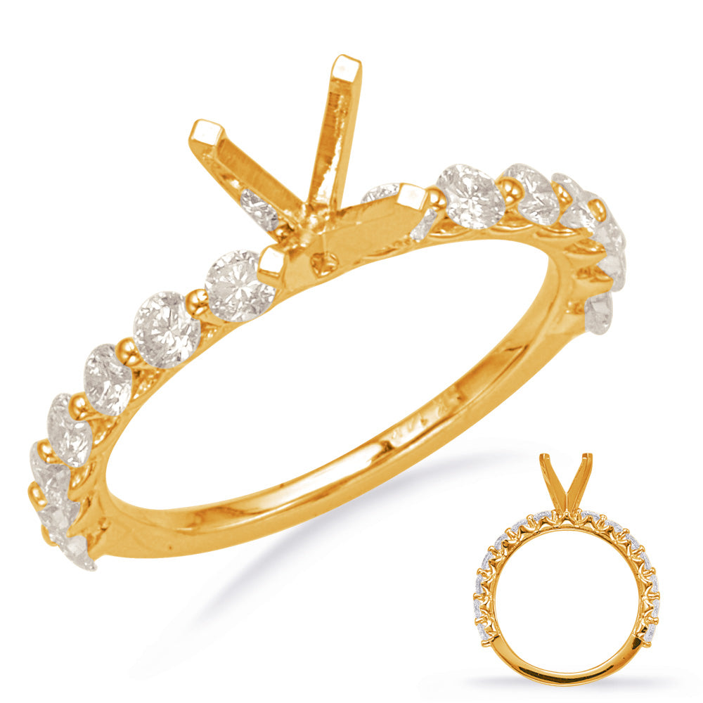 This Engagement Ring  is available in 14K Yellow Gold. There are a total of 14 stones. There are Rounds with a total carat weight of 0.88 set in a  setting.