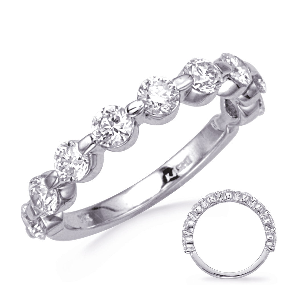 This Band is available in 14K White Gold. There are a total of 9 stones. There are Round with a total carat weight of 1.62 set in a  setting.