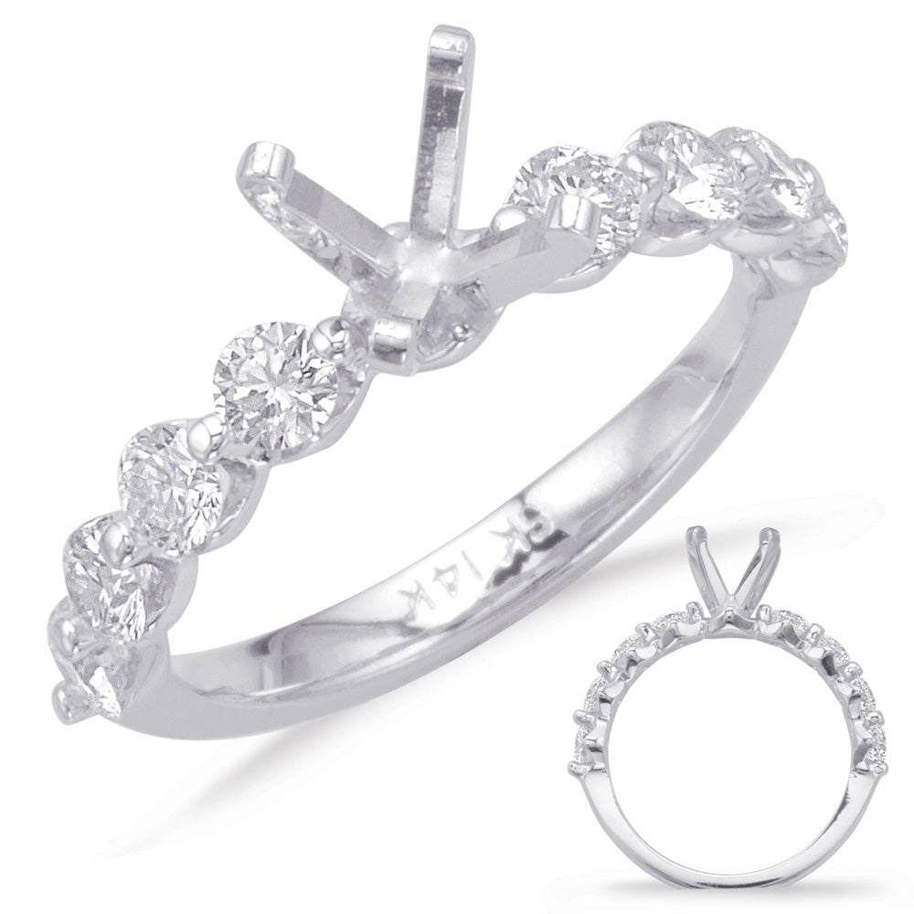 This Engagement Ring  is available in 14K White Gold. There are a total of 8 stones. There are Rounds with a total carat weight of 0.98 set in a  setting.