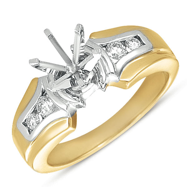This Engagement Ring  is available in 14K Yellow & White Gold. There are a total of 4 stones. There are Rounds with a total carat weight of 0.2 set in a Channel Set setting.