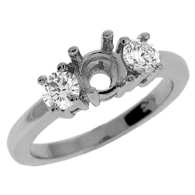 This Engagement Ring  is available in 14K White Gold. There are a total of 2 stones. There are Rounds with a total carat weight of 0.5 set in a  setting.