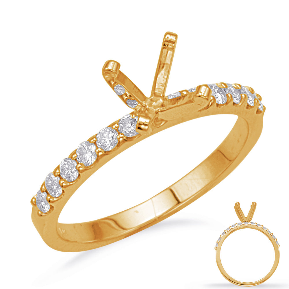 This Engagement Ring  is available in 14K Yellow Gold. There are a total of 12 stones. There are Rounds with a total carat weight of 0.3 set in a Micro Prong|Shared Prongs setting.