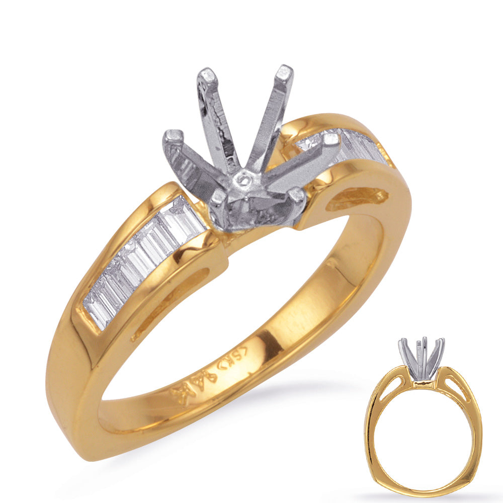 This Engagement Ring  is available in 14K Yellow Gold. There are a total of 12 stones. There are Baguette with a total carat weight of 0.4 set in a Channel Set setting.