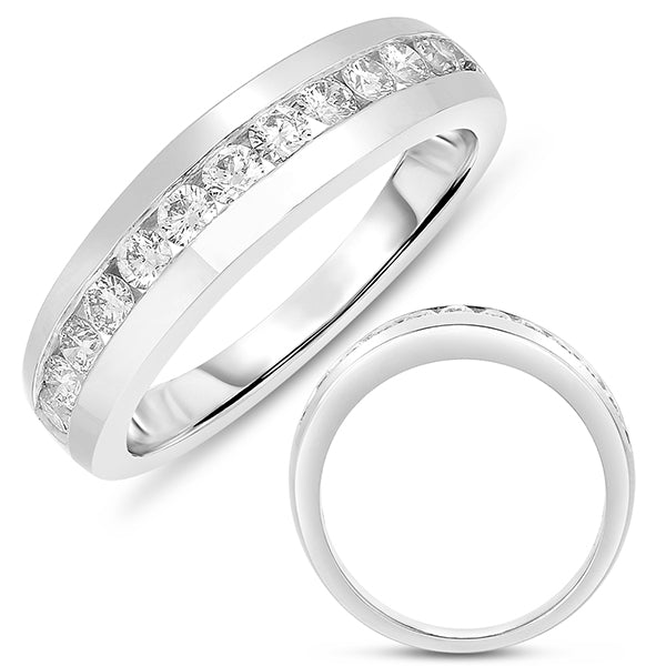 This Band is available in 14K White Gold. There are a total of 13 stones. There are Round with a total carat weight of 0.51 set in a  setting.