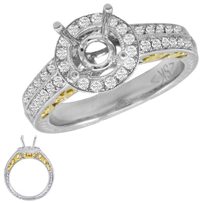 This Engagement Ring  is available in 14K Yellow & White Gold. There are a total of 40 stones. There are Rounds with a total carat weight of 0.41 set in a  setting.