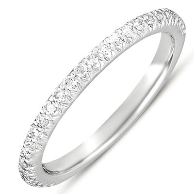 This Band is available in 14K White Gold. There are a total of 27 stones. There are Round with a total carat weight of 0.26 set in a  setting.
