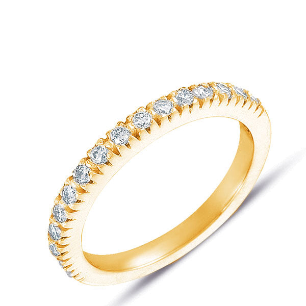 This Band is available in 14K Yellow Gold. There are a total of 16 stones. There are Round with a total carat weight of 0.35 set in a  setting.