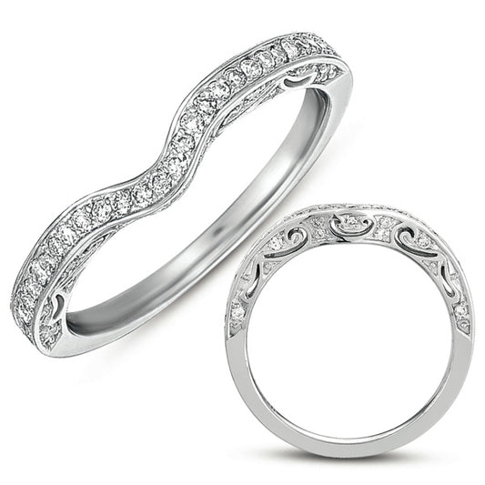 This Band is available in 14K White Gold. There are a total of 47 stones. There are Round with a total carat weight of 0.21 set in a Micro Pave setting.