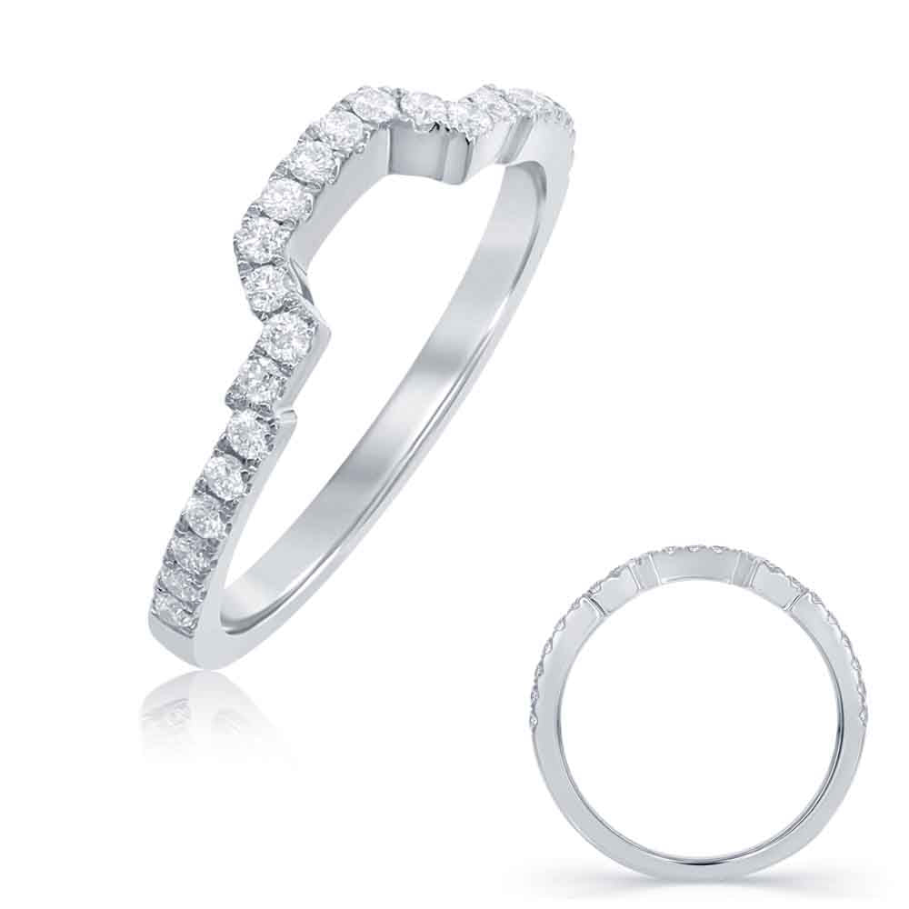 This Band is available in 14K White Gold. There are a total of 23 stones. There are Round with a total carat weight of 0.27 set in a Micro Prong setting.