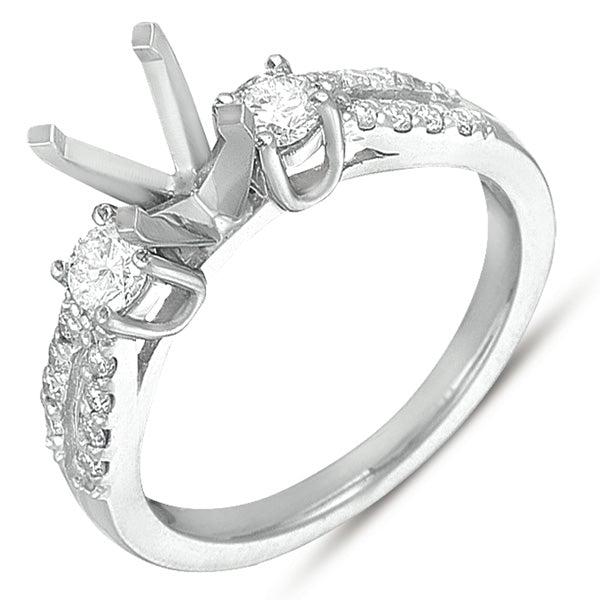 This Engagement Ring  is available in 14K White Gold. There are a total of 18 stones. There are Rounds with a total carat weight of 0.46 set in a Micro Prong|Prong Set setting.