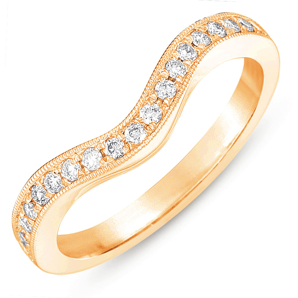 This Band is available in 14K Yellow Gold. There are a total of 19 stones. There are Round with a total carat weight of 0.25 set in a Micro Pave setting.