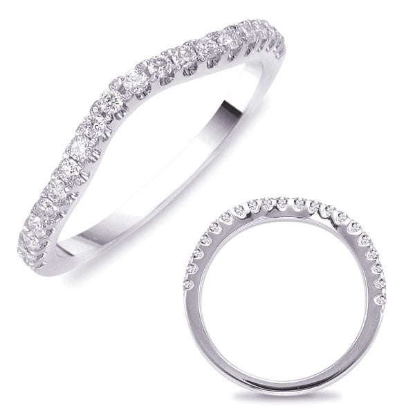 This Band is available in 14K White Gold. There are a total of 20 stones. There are Round with a total carat weight of 0.3 set in a Prong Set setting.