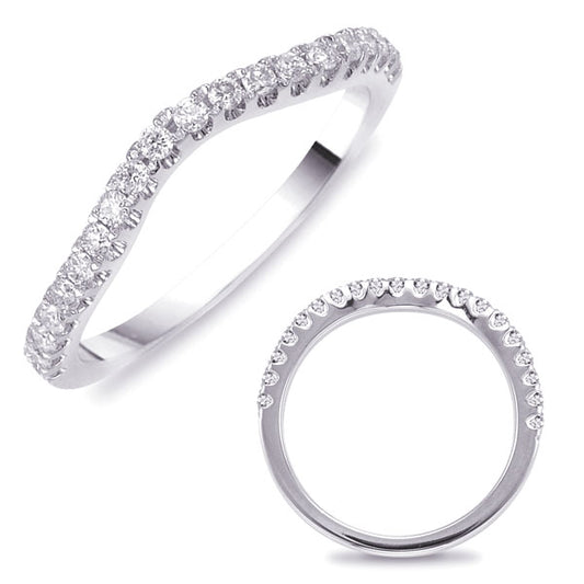 This Band is available in 14K White Gold. There are a total of 20 stones. There are Round with a total carat weight of 0.3 set in a Prong Set setting.