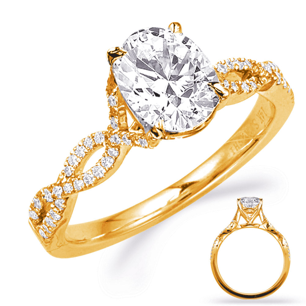 This Engagement Ring  is available in 14K Yellow Gold. There are a total of 66 stones. There are Rounds with a total carat weight of 0.19 set in a Micro Prong setting.