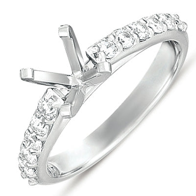 This Engagement Ring  is available in 14K White Gold. There are a total of 12 stones. There are Rounds with a total carat weight of 0.47 set in a Prong Set setting.