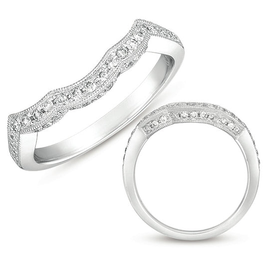 This Band is available in 14K White Gold. There are a total of 32 stones. There are Round with a total carat weight of 0.24 set in a  setting.