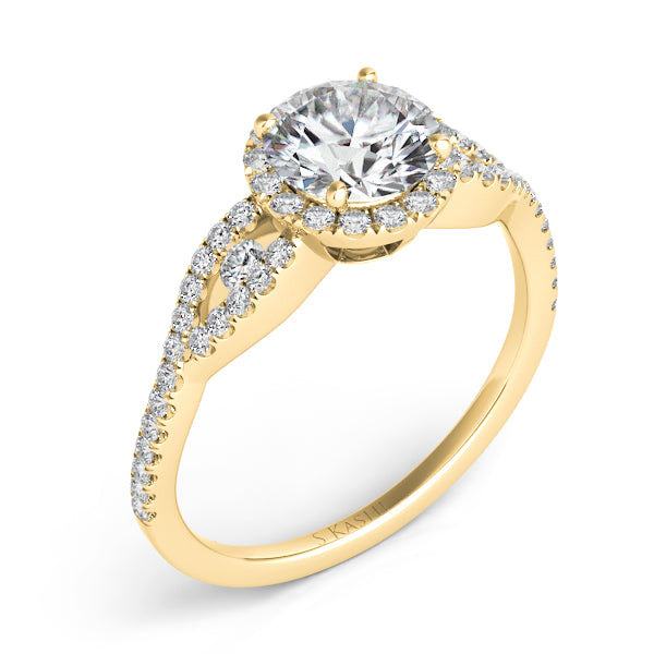 This Engagement Ring  is available in 14K Yellow Gold. There are a total of 54 stones. There are Rounds with a total carat weight of 0.29 set in a  setting.