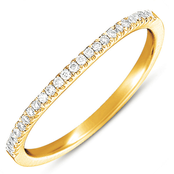 This Band is available in 14K Yellow Gold. There are a total of 26 stones. There are Round with a total carat weight of 0.11 set in a Micro Prong setting.