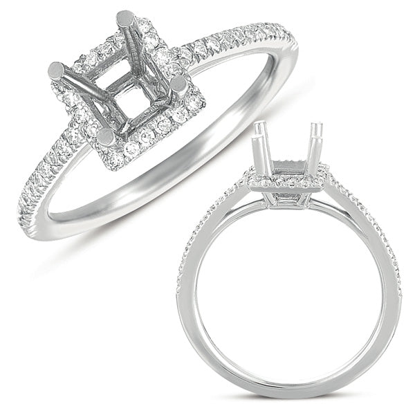 This Engagement Ring  is available in 14K White Gold. There are a total of 44 stones. There are Rounds with a total carat weight of 0.22 set in a Micro Prong setting.