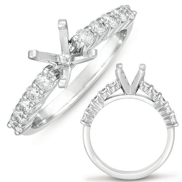 This Engagement Ring  is available in 14K White Gold. There are a total of 10 stones. There are Rounds with a total carat weight of 0.49 set in a Prong Set setting.
