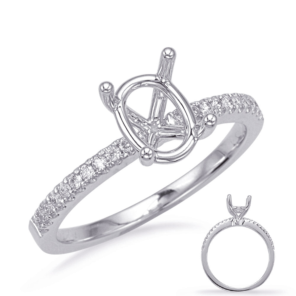 This Engagement Ring  is available in 14K White Gold. There are a total of 20 stones. There are Rounds with a total carat weight of 0.14 set in a Micro Prong setting.