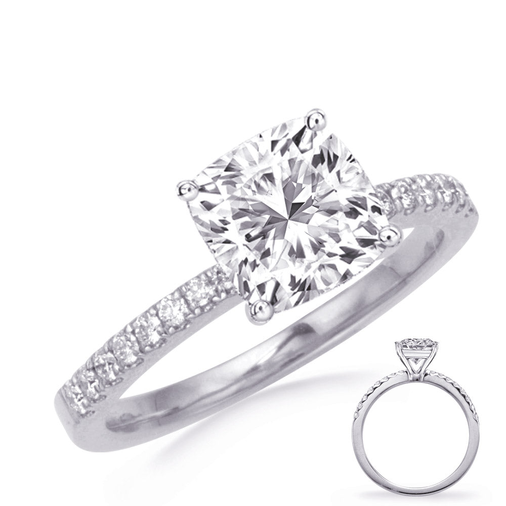 This Engagement Ring  is available in 14K White Gold. There are a total of 16 stones. There are Rounds with a total carat weight of 0.19 set in a Prong Set setting.