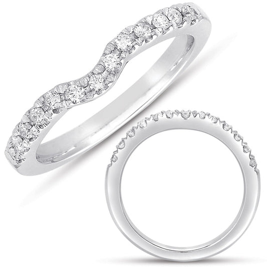 This Band is available in 14K White Gold. There are a total of 13 stones. There are Round with a total carat weight of 0.28 set in a Prong Set setting.